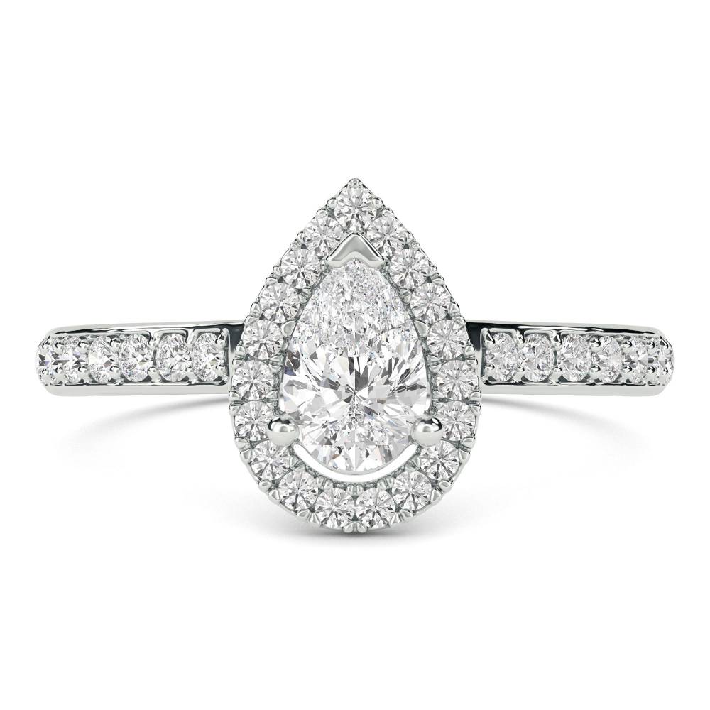 Pear Diamond Single Halo Shoulder Set Ring W