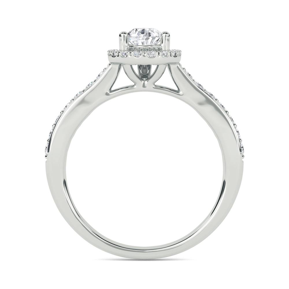 Pear Diamond Single Halo Shoulder Set Ring W