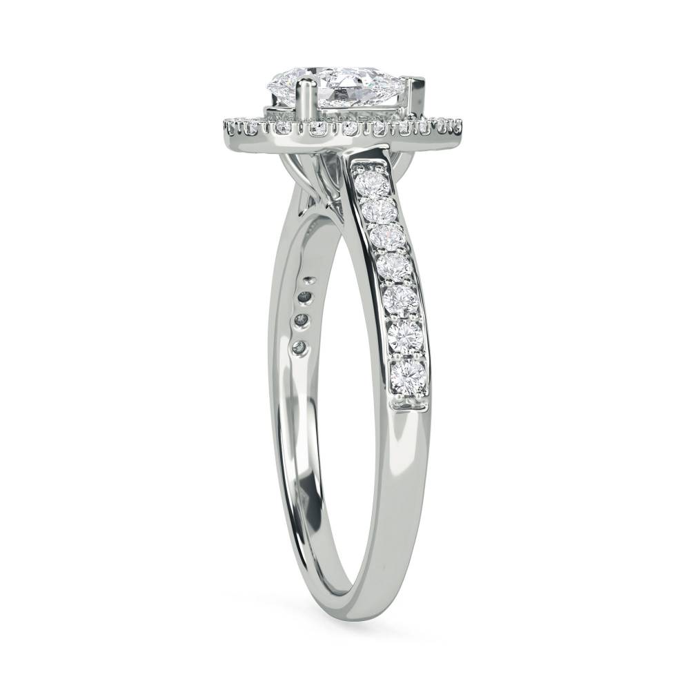 Pear Diamond Single Halo Shoulder Set Ring W