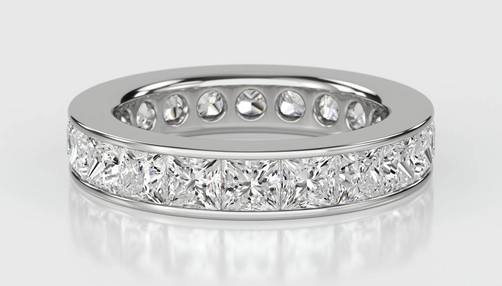 Elegant 4.5mm Princess Diamond Full Eternity Ring W