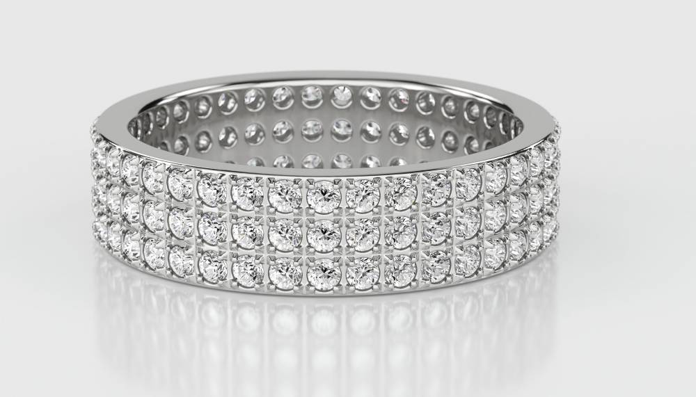 1.25ct Triple Row Round Diamond Full Eternity Ring W