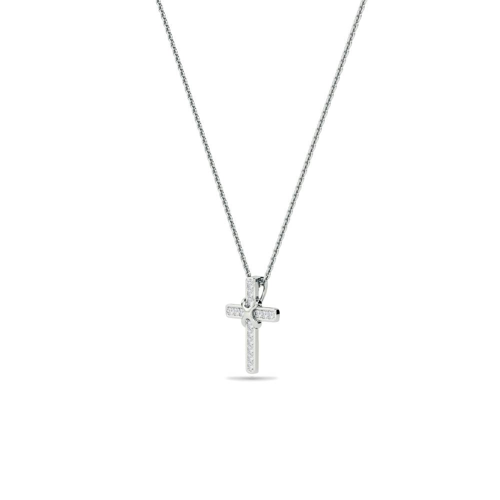 Unique Round Diamond Cross Pendant W