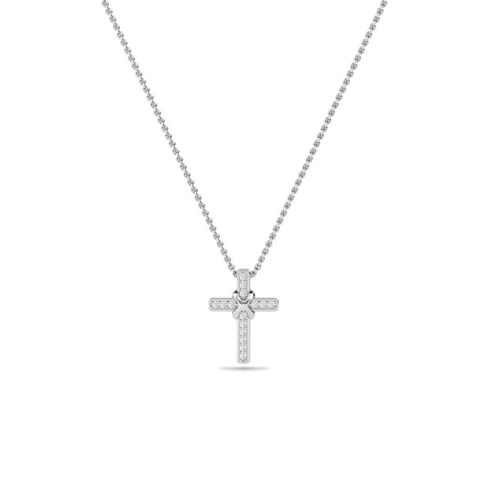 Unique Round Diamond Cross Pendant W