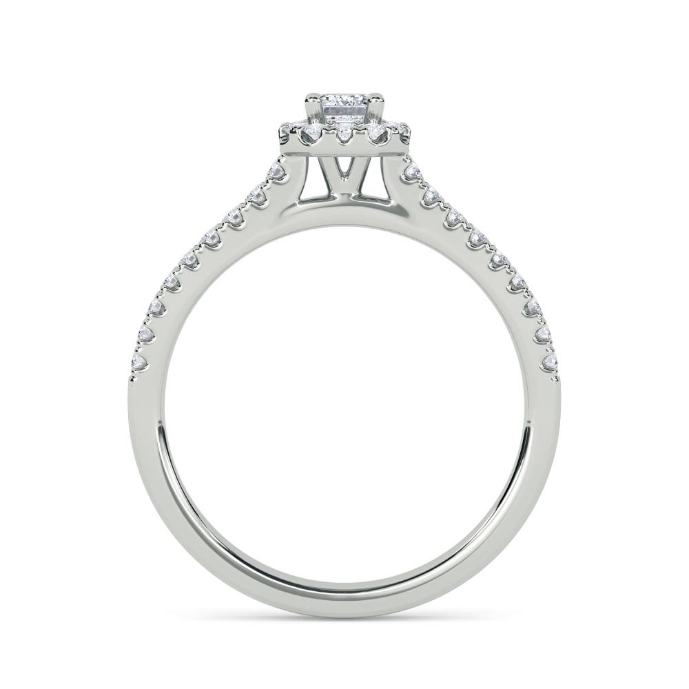 0.50ct Emerald and Round Diamond Halo Ring Image
