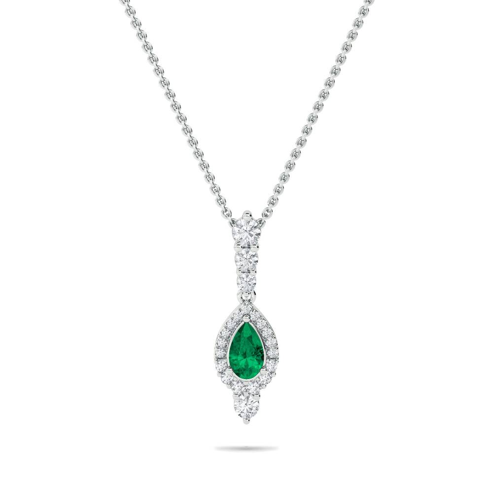1.40ct Emerald Pear Pendant And Chain Image