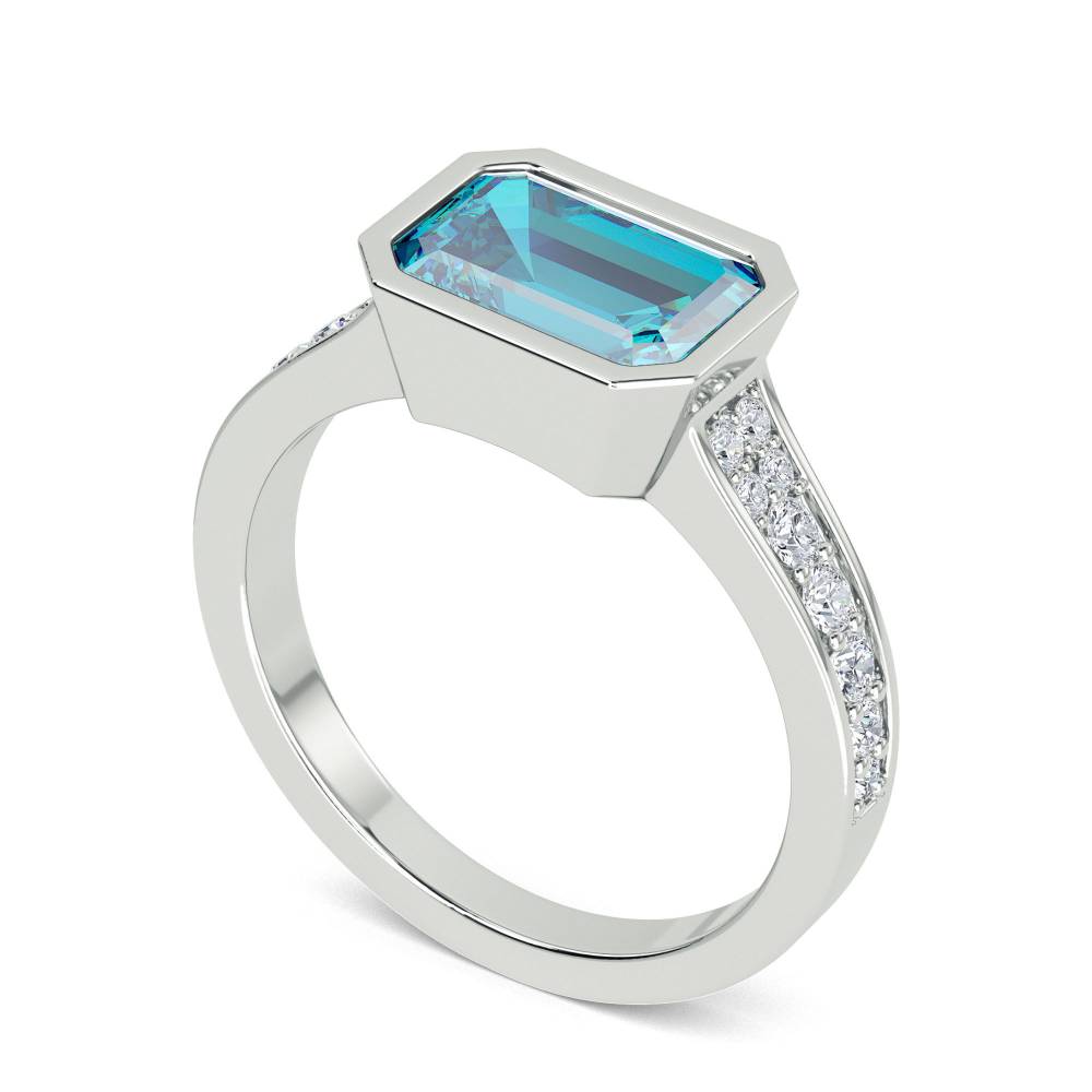 2.30ct Aquamarine Rubover Ring W