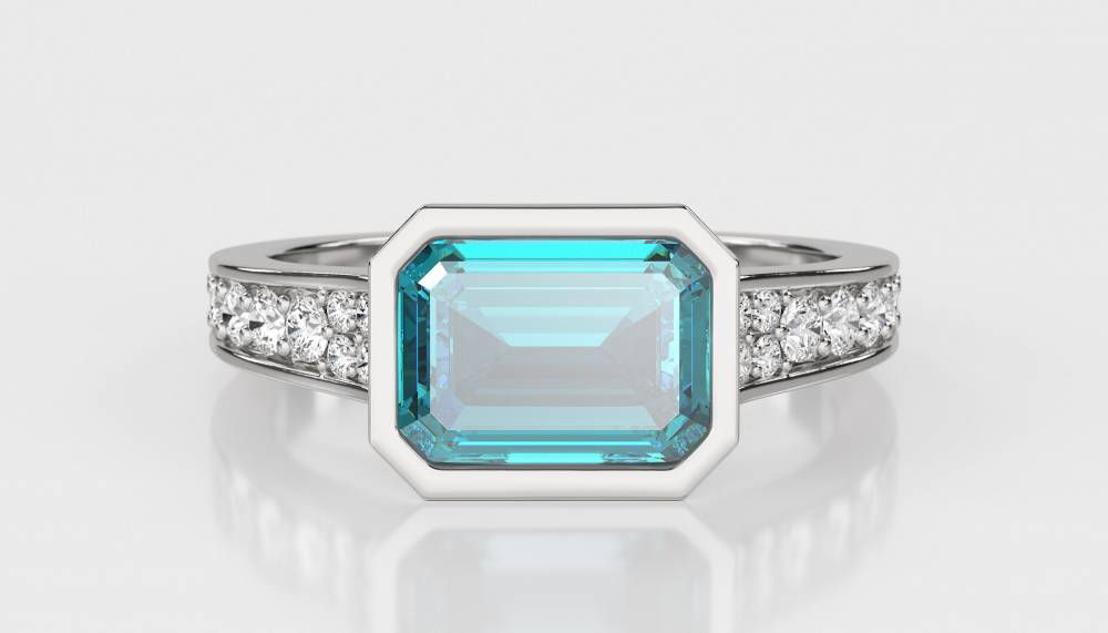 2.30ct Aquamarine Rubover Ring W