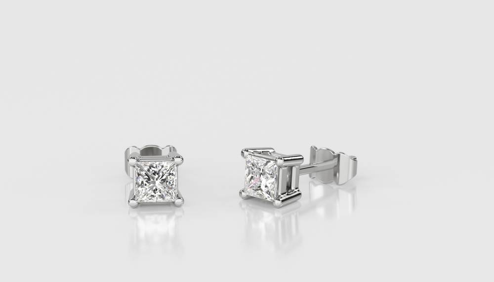 0.25ct VS/EF Princess Diamond Stud Earrings W