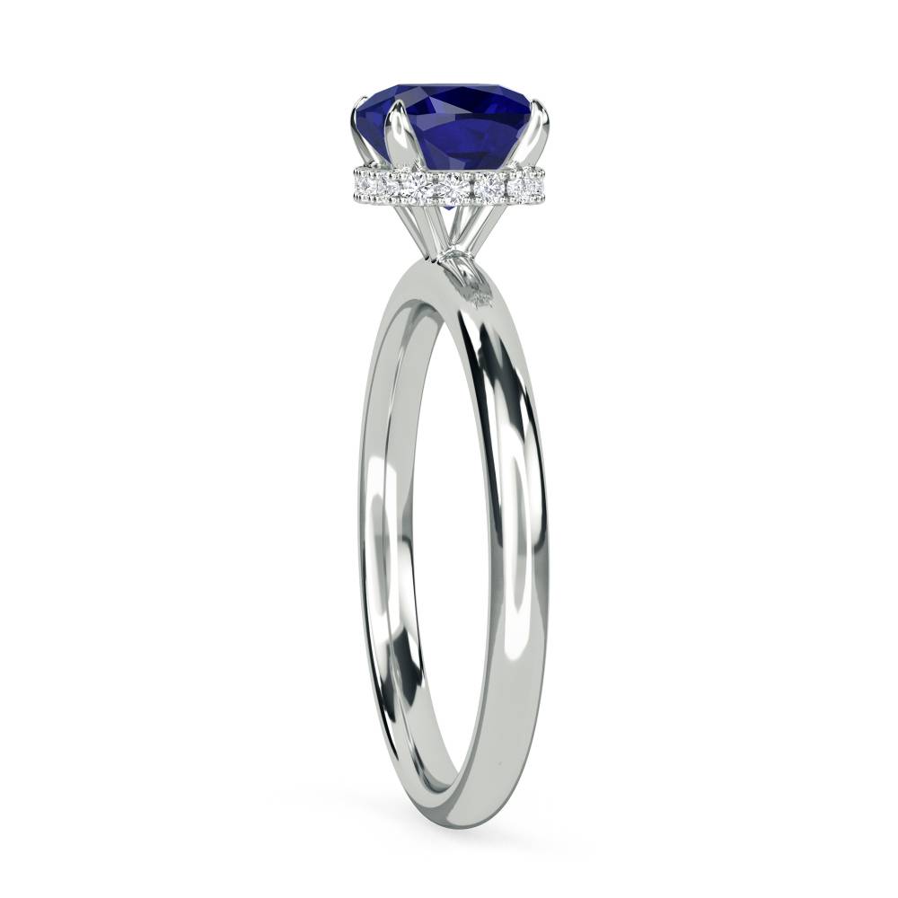 Cushion Blue Sapphire Gemstone Halo Ring Image