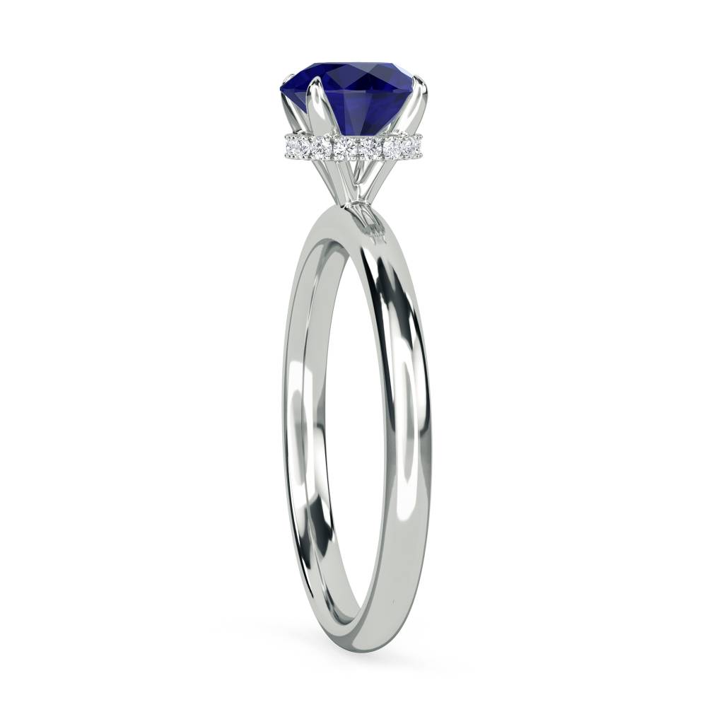 Round Blue Sapphire Gemstone Halo Ring Image