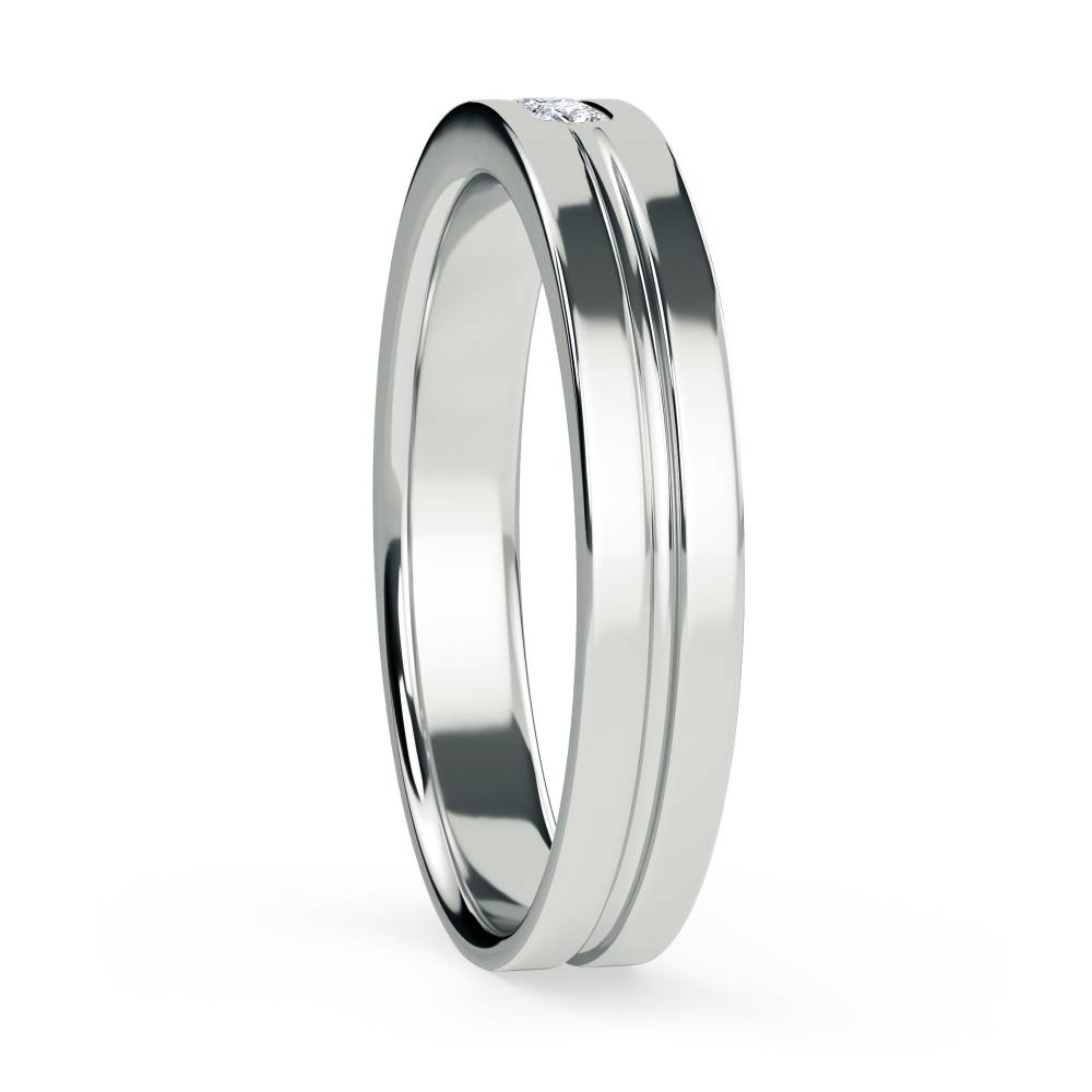 4mm Mens Princess Diamond Ring set in White Gold