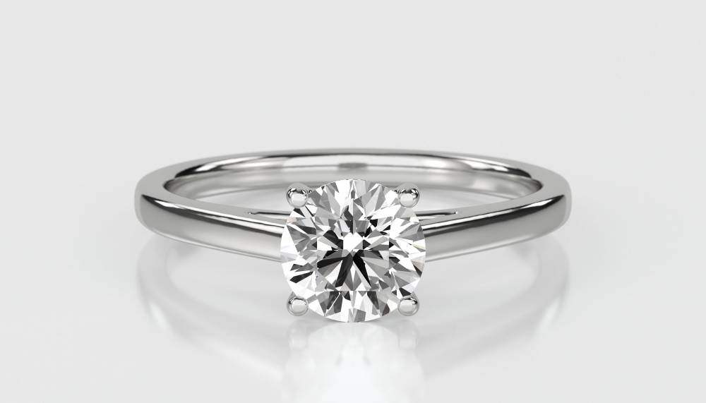 Round Diamond Engagement Ring set in White Gold