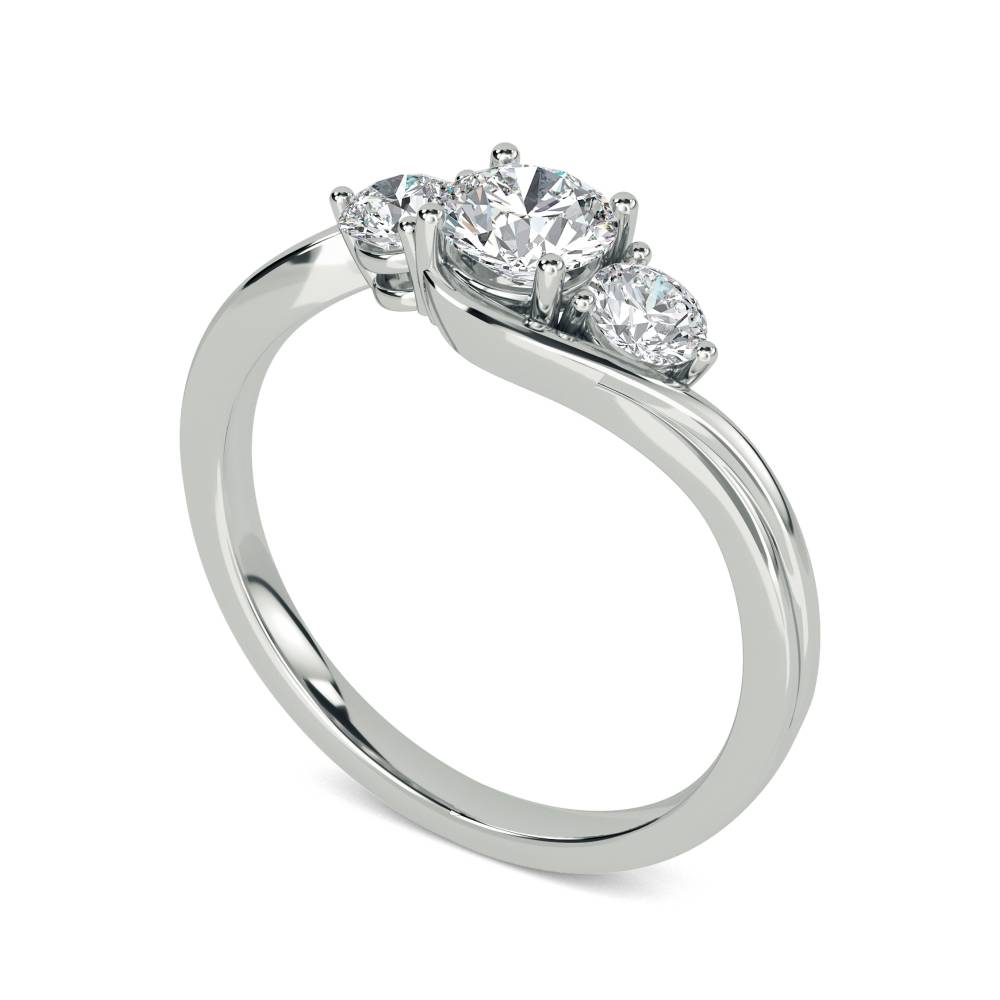 0.35ct Unique Round Diamond Trilogy Ring W