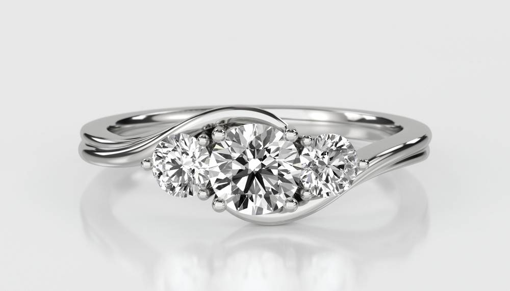 0.35ct Unique Round Diamond Trilogy Ring W