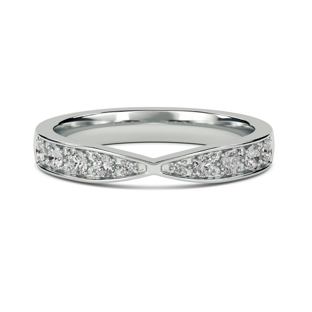 3.5mm Round Diamond Shaped Wedding Ring set in White Gold