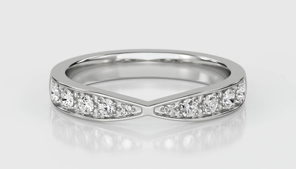 3.5mm Round Diamond Shaped Wedding Ring set in White Gold