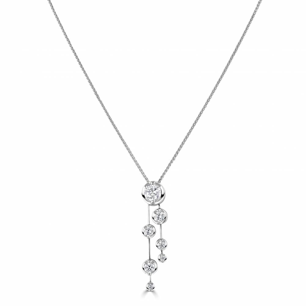 Round Diamond Rubover Double Row Drop Pendant Image