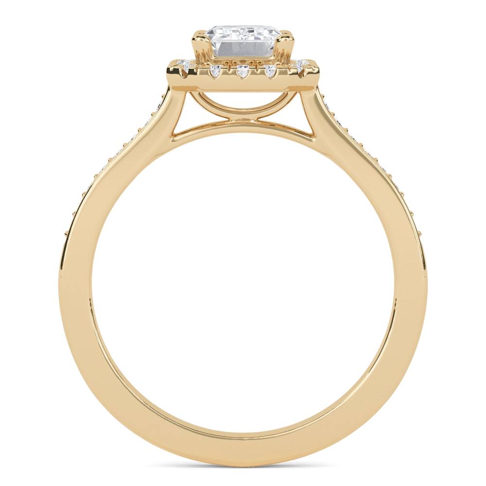 Emerald Diamond Single Halo Shoulder Set Ring Image