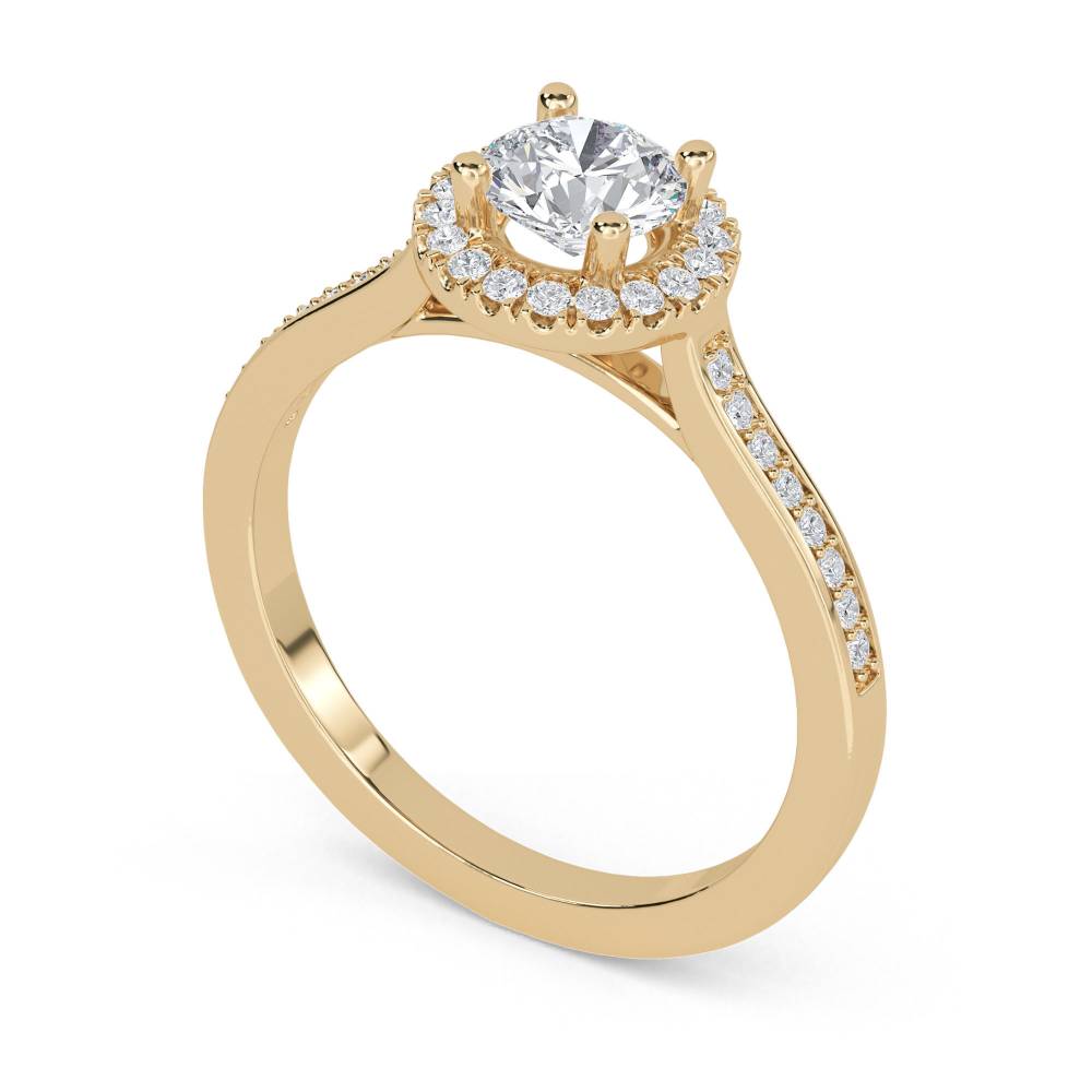 Round Diamond Single Halo Shoulder Set Ring Y