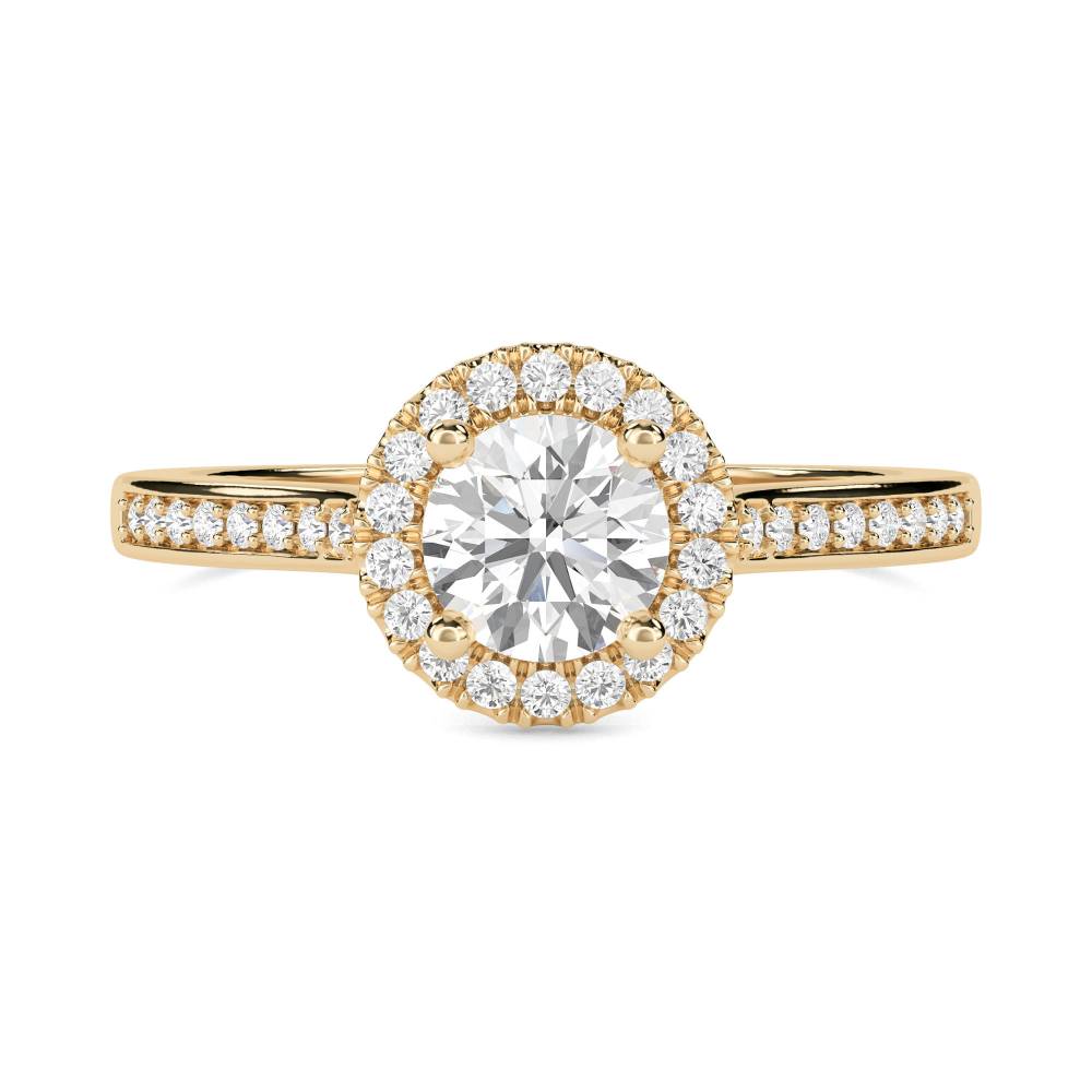 Round Diamond Single Halo Shoulder Set Ring Y