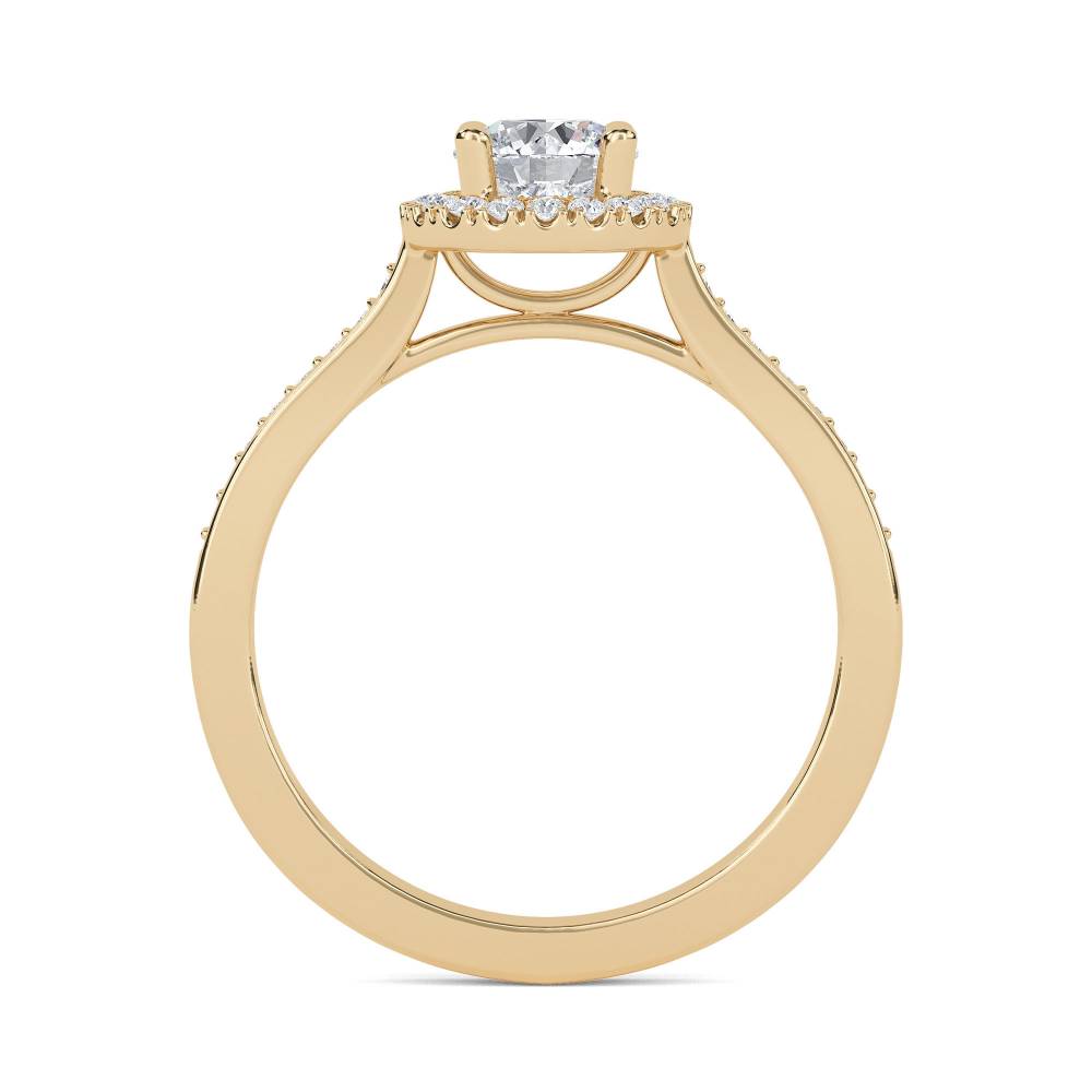 Round Diamond Single Halo Shoulder Set Ring Y