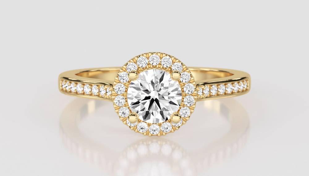 Round Diamond Single Halo Shoulder Set Ring Y