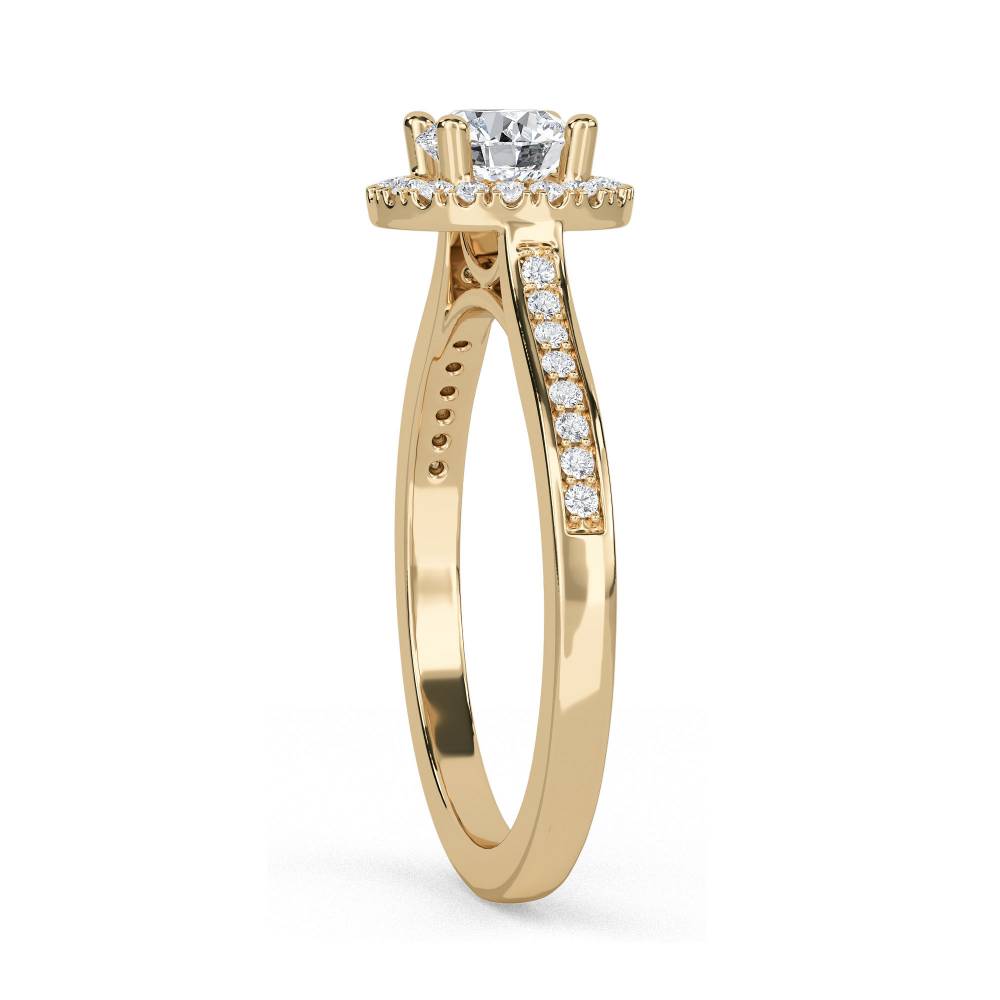 Round Diamond Single Halo Shoulder Set Ring Y