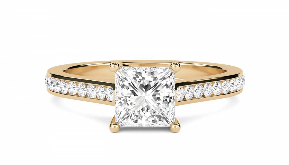 Princess Diamond Shoulder Set Ring Y