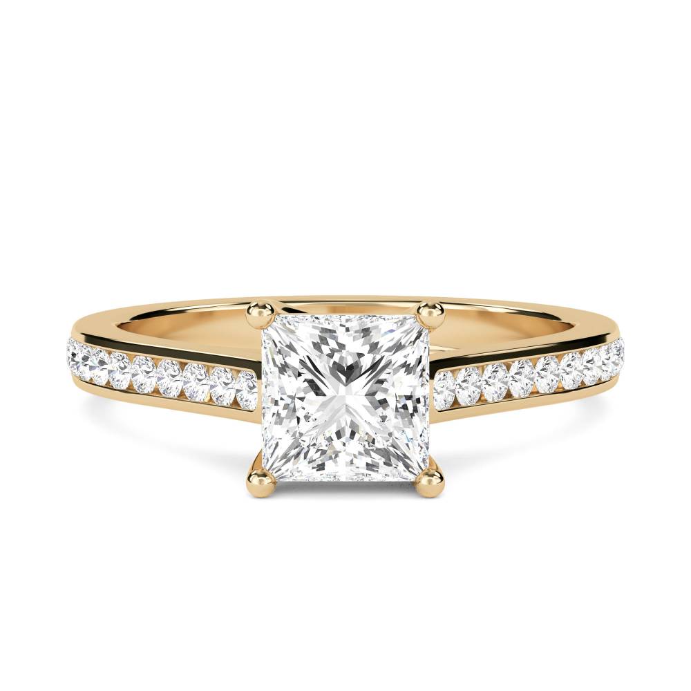 Princess Diamond Shoulder Set Ring Y