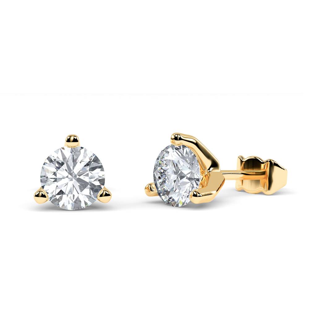 3 Claw Round Diamond Stud Earrings Y