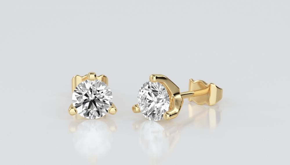 3 Claw Round Diamond Stud Earrings Y