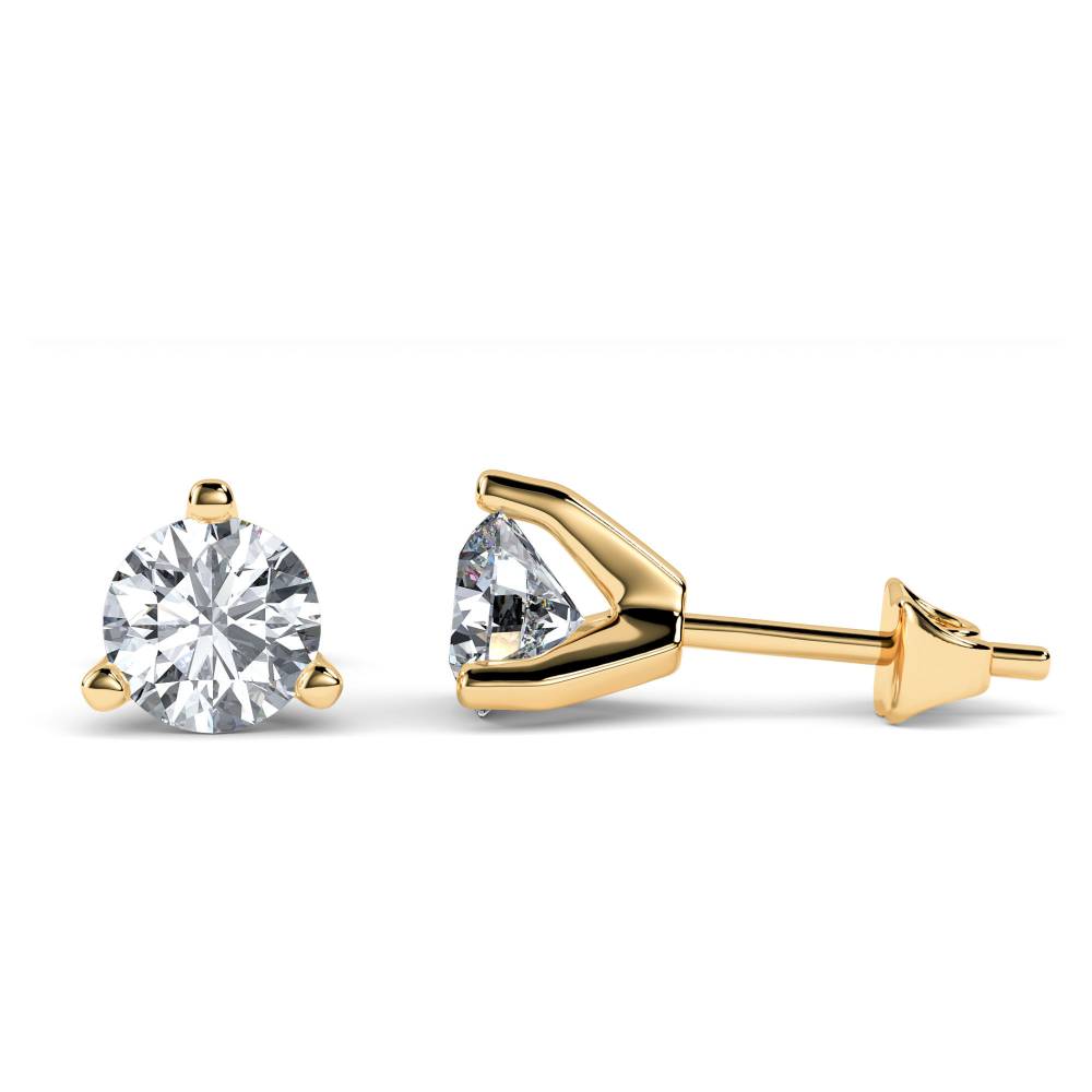 3 Claw Round Diamond Stud Earrings Y