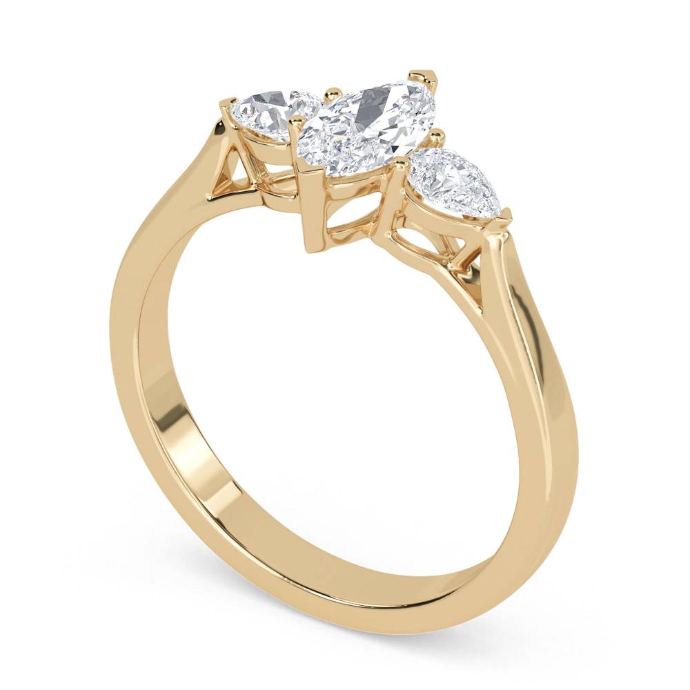 Unique Marquise & Pear Diamond Trilogy Ring Y