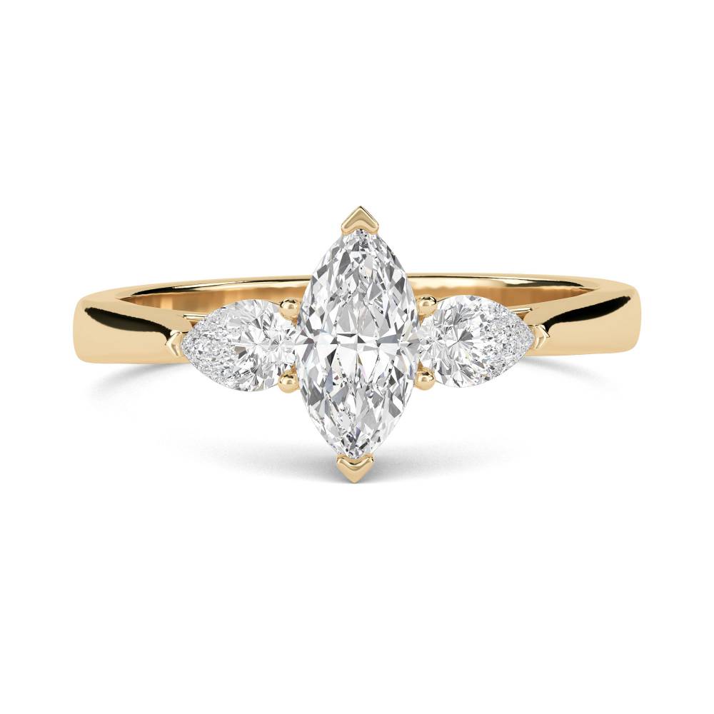 Unique Marquise & Pear Diamond Trilogy Ring Y