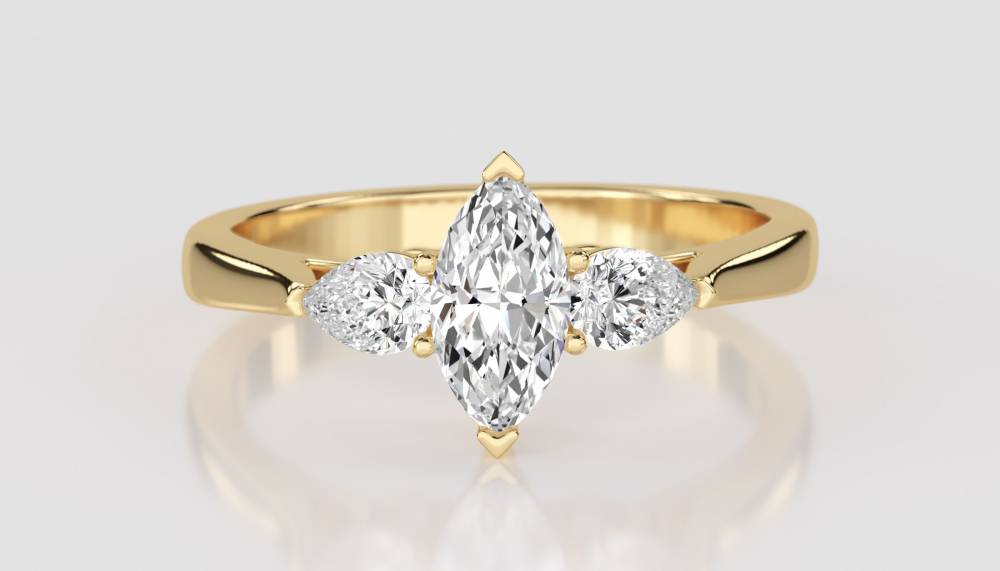 Unique Marquise & Pear Diamond Trilogy Ring Y