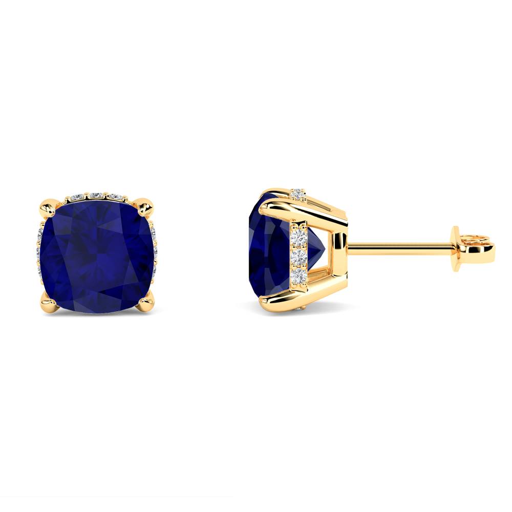 Cushion Blue Sapphire Diamond Earrings Image