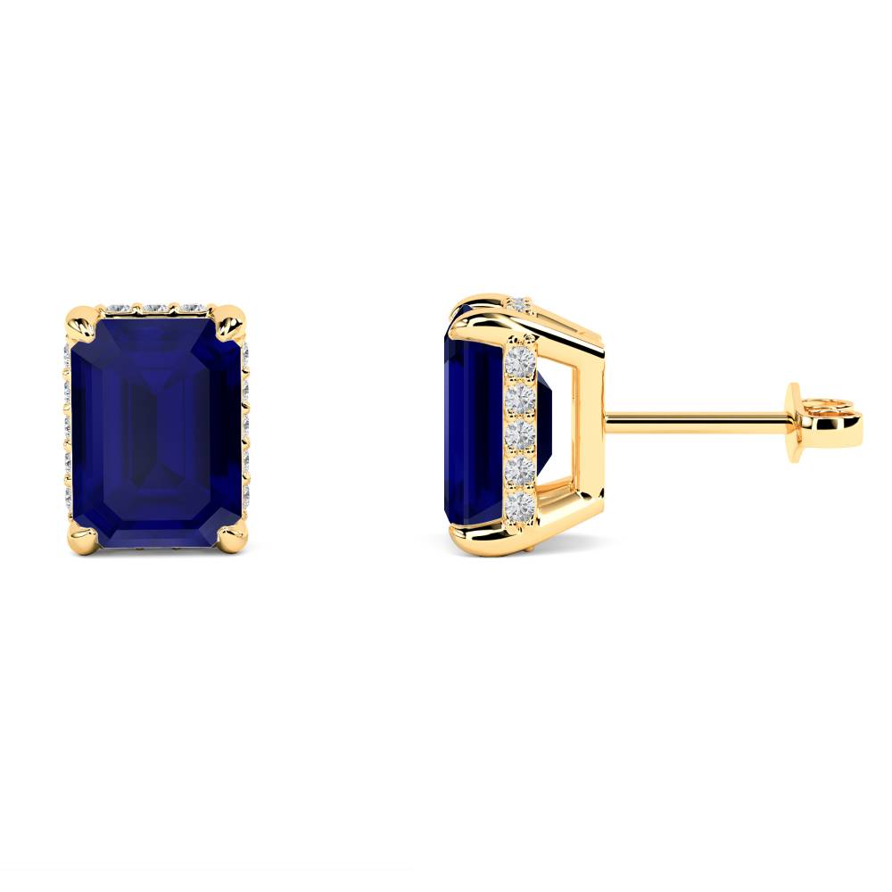 Emerald Blue Sapphire Diamond Earrings Image