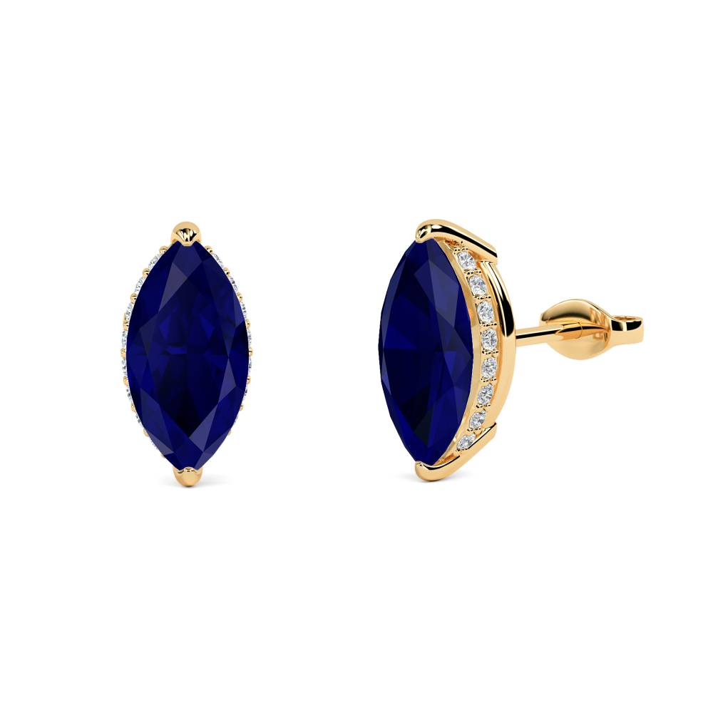 Marquise Blue Sapphire Diamond Earrings Image