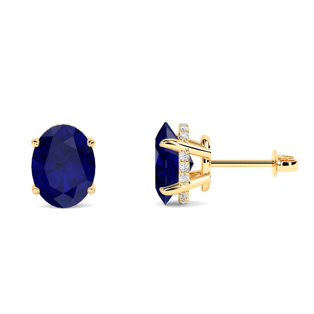 Oval Blue Sapphire Diamond Earrings Image