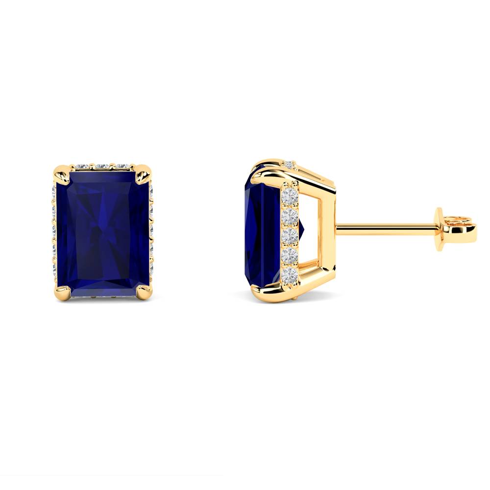 Radiant Blue Sapphire Diamond Earrings Image