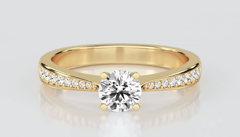 Round Shoulder Set Diamond Engagement Ring Y