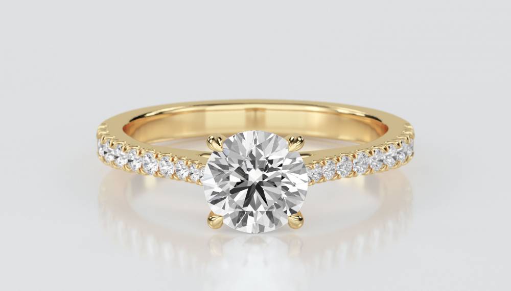 Shoulder Set Diamond Engagement Ring Yellow Gold