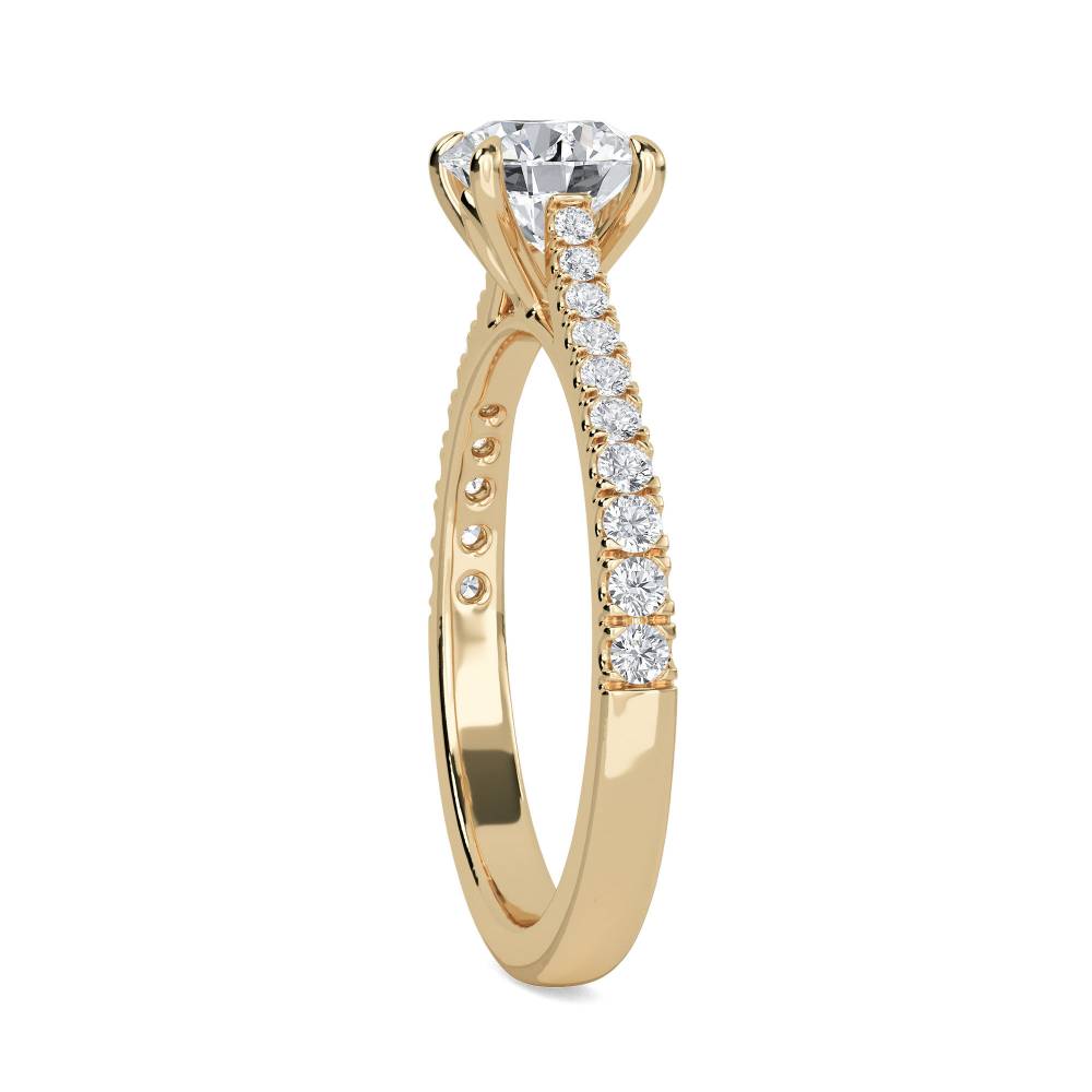 Shoulder Set Diamond Engagement Ring Yellow Gold