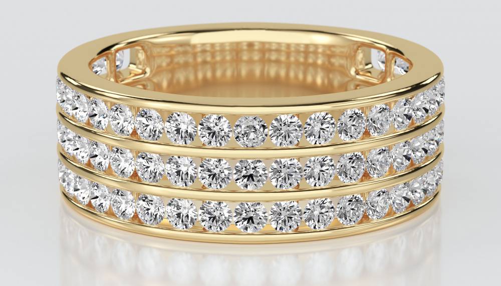 Triple Row Round Diamond Eternity Ring Y