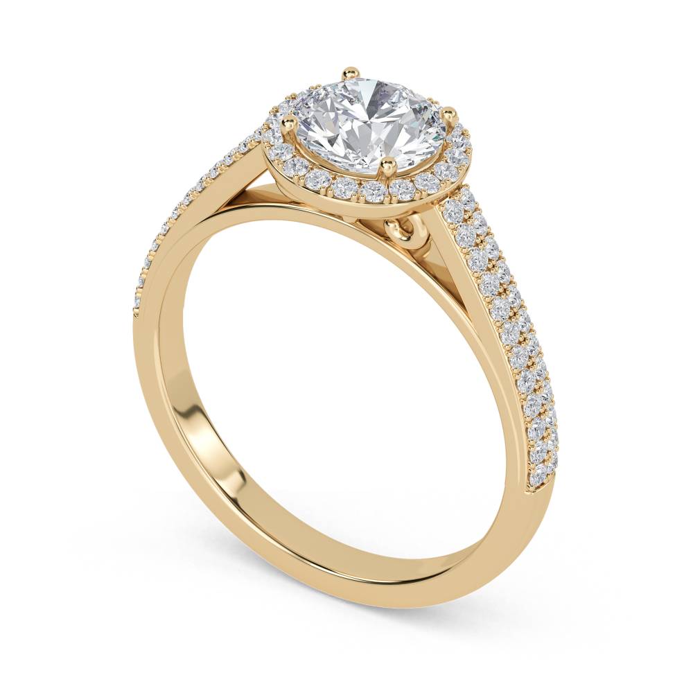 Round Diamond Single Halo Shoulder Set Ring Y