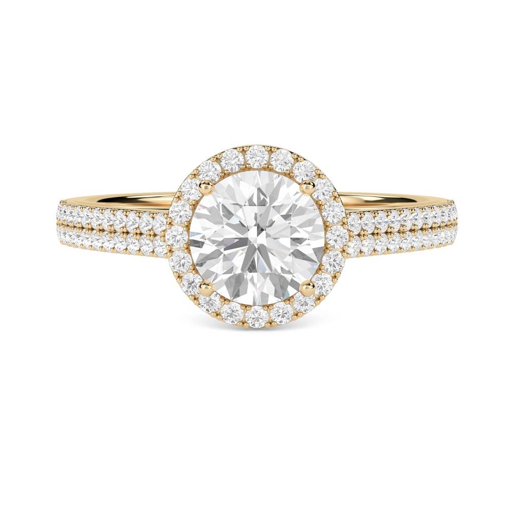 Round Diamond Single Halo Shoulder Set Ring Y