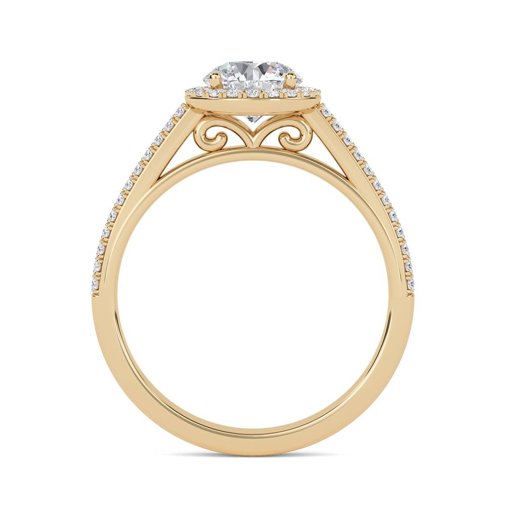 Round Diamond Single Halo Shoulder Set Ring Y