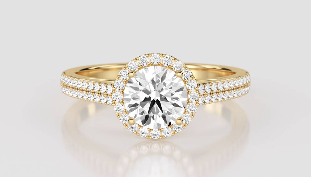 Round Diamond Single Halo Shoulder Set Ring Y