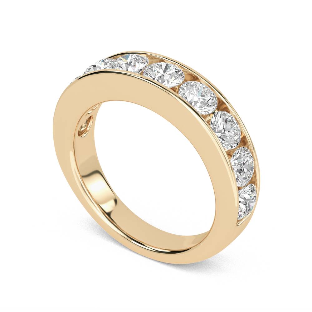 Round Channel Set Diamond Eternity Ring Yellow Gold