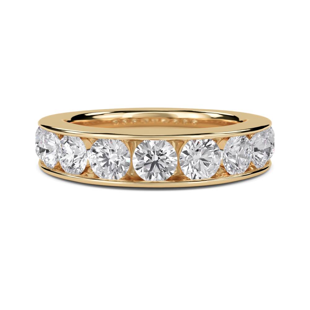 Round Channel Set Diamond Eternity Ring Yellow Gold